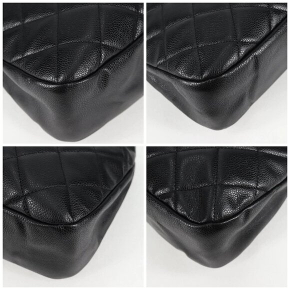 CHANEL Matelasse COCO Mark Chain Bag Grained Calf Skin Black Silver CC Auth ... - Picture 16 of 16
